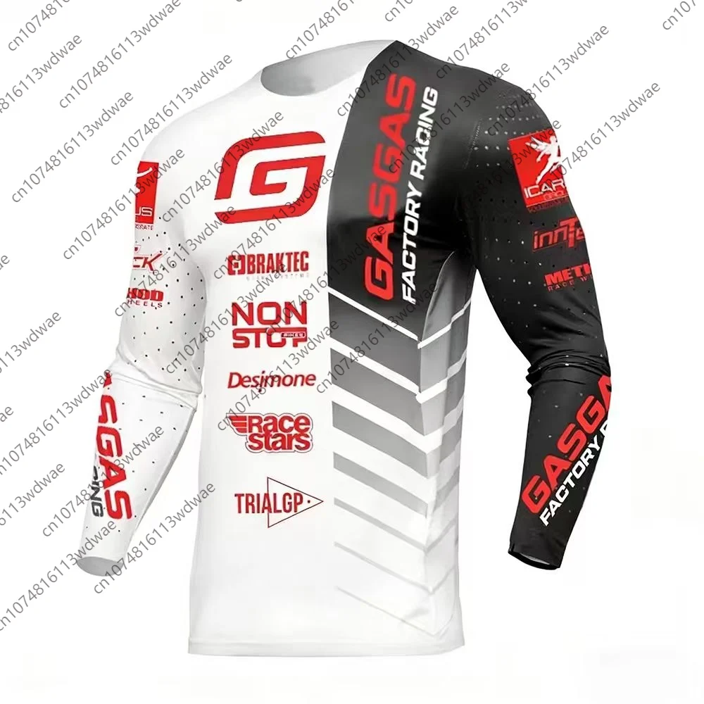 GASGAS Factory Racing TrialGP Langarm-Trikot mit Multi-Sponsor-Druck, Schnelltrocknend, Atmungsaktiv, Hochleistungs-Rennausrüstung für Motocross