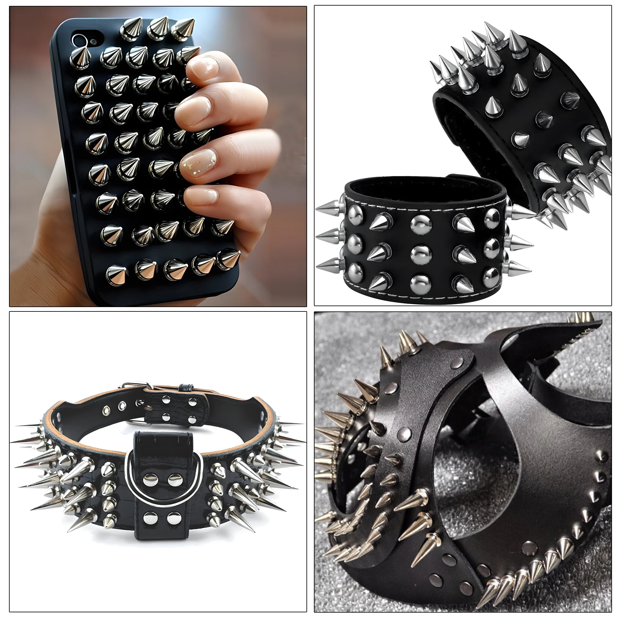 Cone Spikes Clothing Studs Screw Back Rivet With Tools For Clothes Shoes Belts Bags Dog Collars Craft