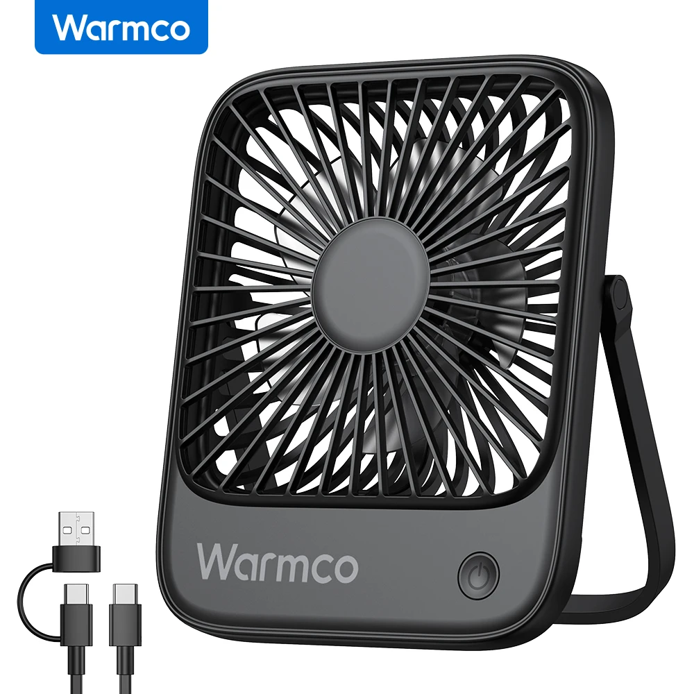 Warmco Mini USB Desk Fan Portable USB-C Fan 3-Speed Adjustable Quiet Small Personal Cooling Fan 180° Rotation for Home Travel