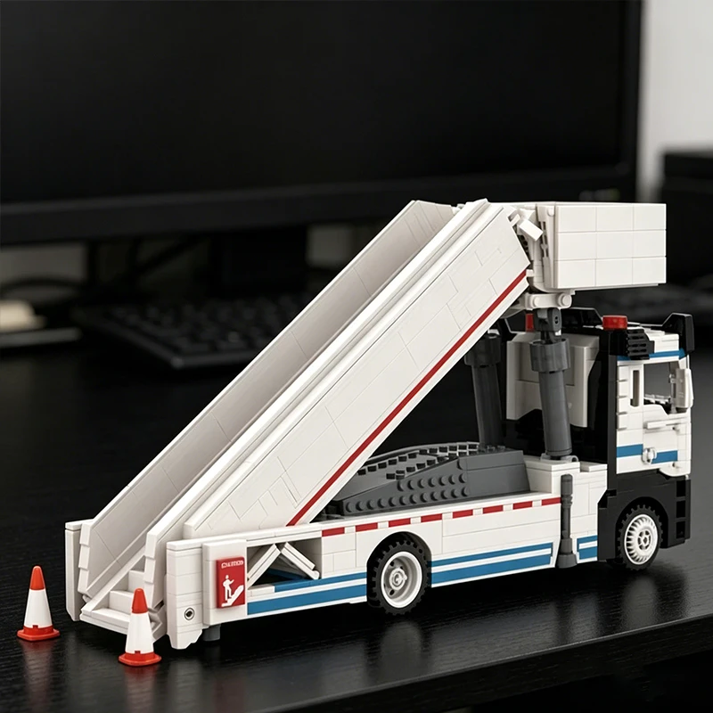 1926PCS Boarding Stair Car Building Blocks Model Height‑adjustable Ladder Engineering Machinery Ornament Toy Present
