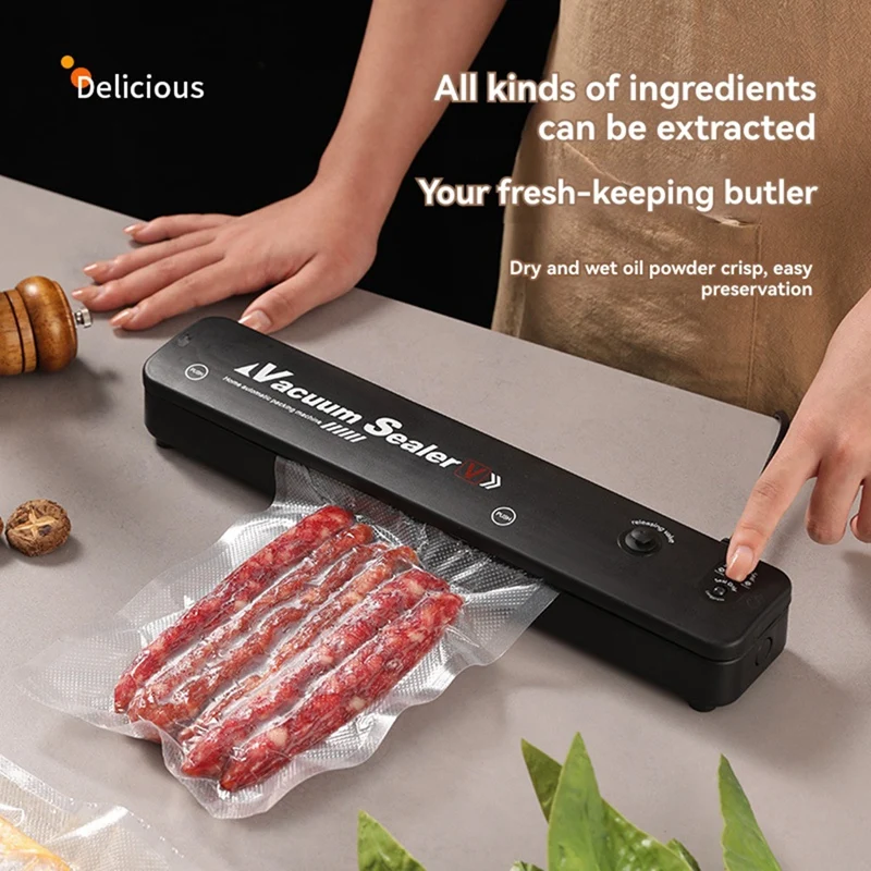 WISH Food Bag Vacuum Sealer Plastic Seal Fresh-Keeping Sealer Small Household Food Packaging EU Plug