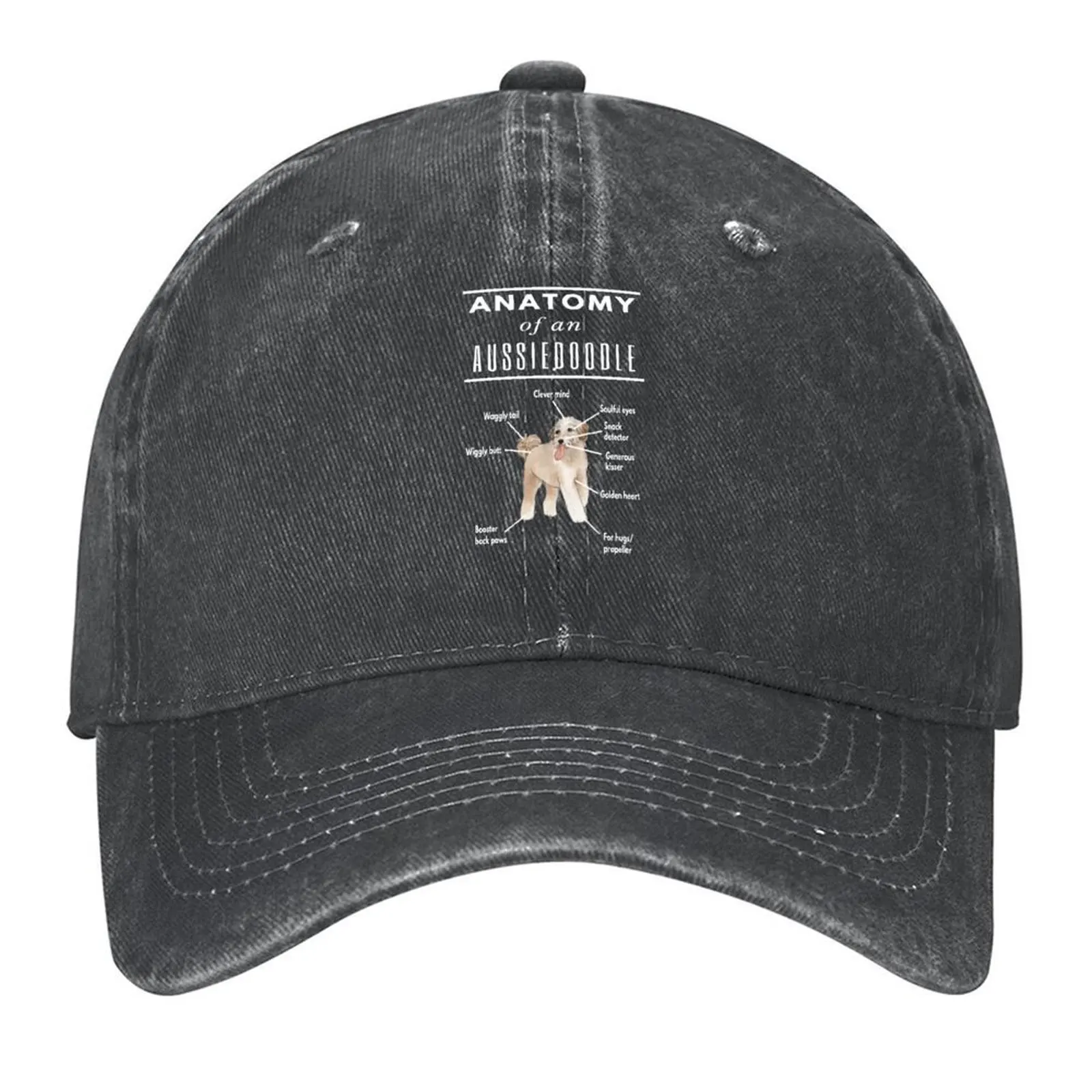 

Anatomy of An Aussiedoodle Funny Dogs Watercolor Baseball Cap Hat Beach black party Hat luxury woman cap Men's Hats Women's