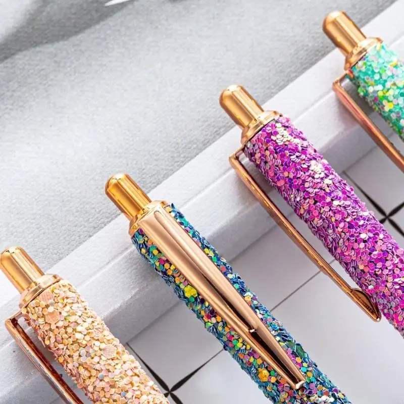 62ka Fancy Sequins Pen Colorido Pen bolín para mujeres Pen retráctil retráctil 1.0 mm
