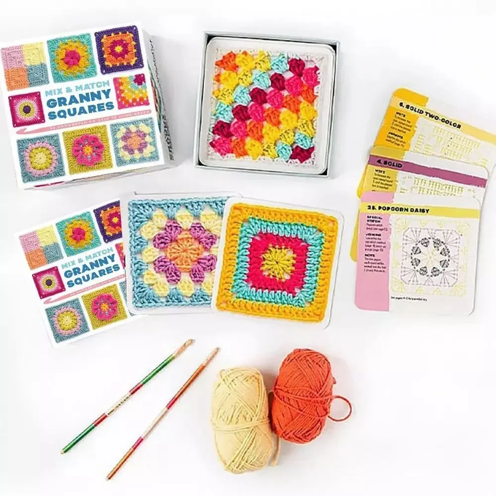 50pcs Grandma Knitted Pattern Set Mix Matchs Designs Grandma Crochet Square Card Decks Knitted Pattern DIY Supplies