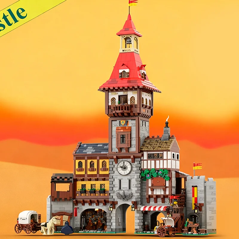 12725pcs MOC Compleet Middeleeuws Stad Vierkant Kasteel Model Bouwstenen Architectuur Kerstcadeaus Speelgoed Baksteen Verjaardag