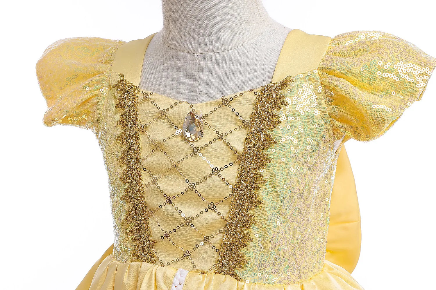 Belle-inspiriertes Party-Mesh-Kleid für Mädchen, elegantes, ausgefallenes Prinzessinnenkostüm, Belle Deluxe Ballkleid, Kinder-Weihnachtsrobe – Detail 5