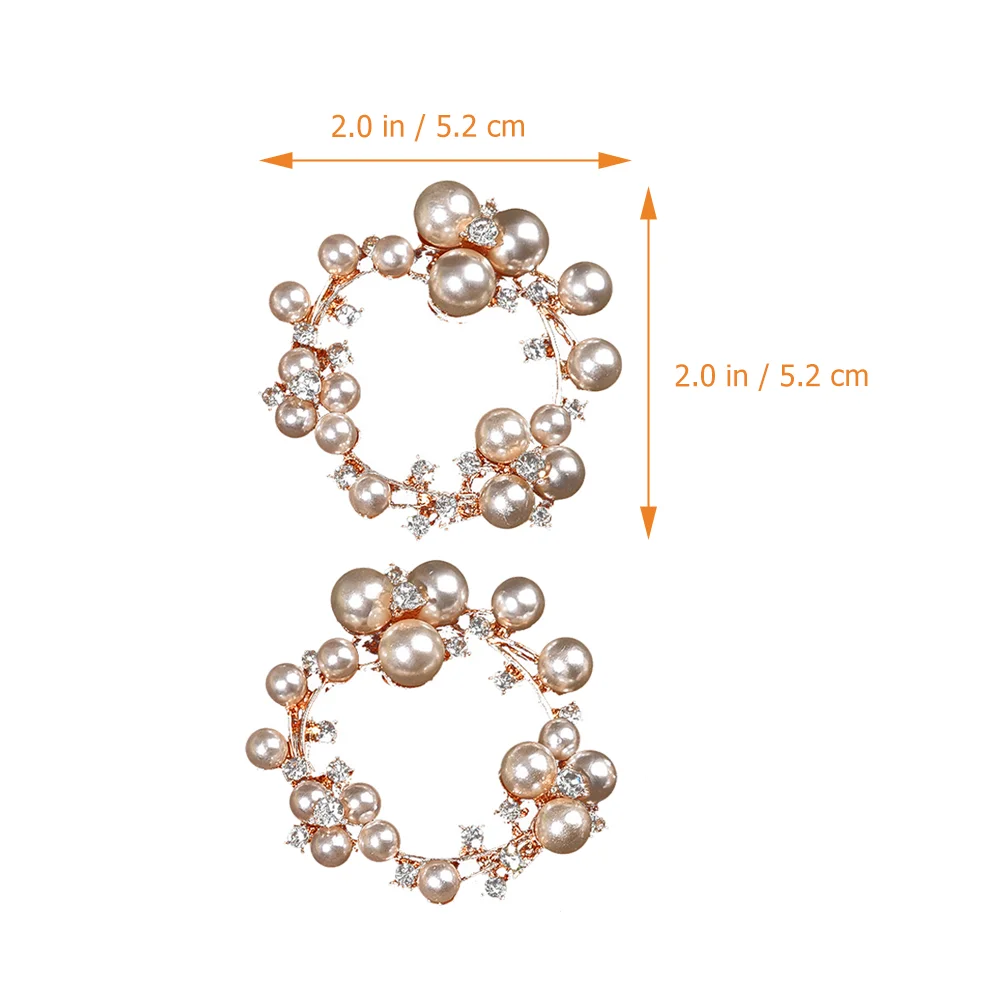 2 Pcs Shoe Buckle Pearl Miss White Sandals Wedding Heels Rhinestones Clip Clips Decor