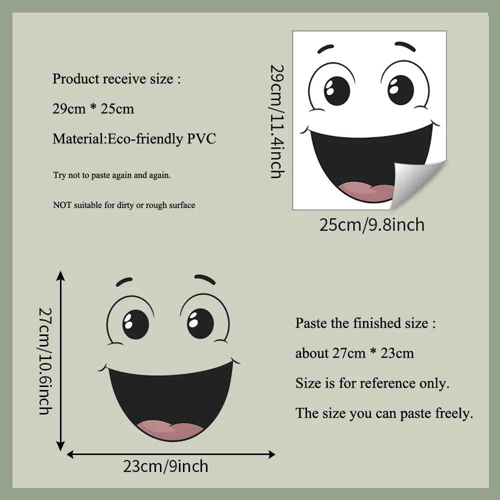 Cartoon Funny Smiling Face Wall Sticker Bathroom Toilet Decoration Mural For Room Cabinet Decor Self-adhesive Waterproof Decals