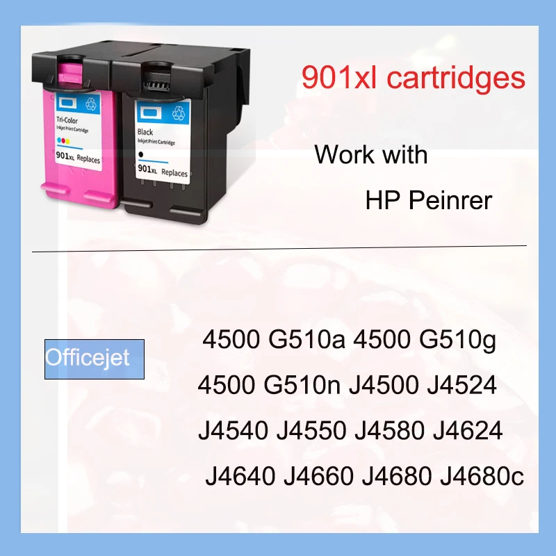 Imagem -03 - Cartucho de Tinta Compatível para Impressora hp Officejet J4530 J4540 J4550 J4580 J4585 J4624 J4640 J4660 J4680 J4680c 901 xl