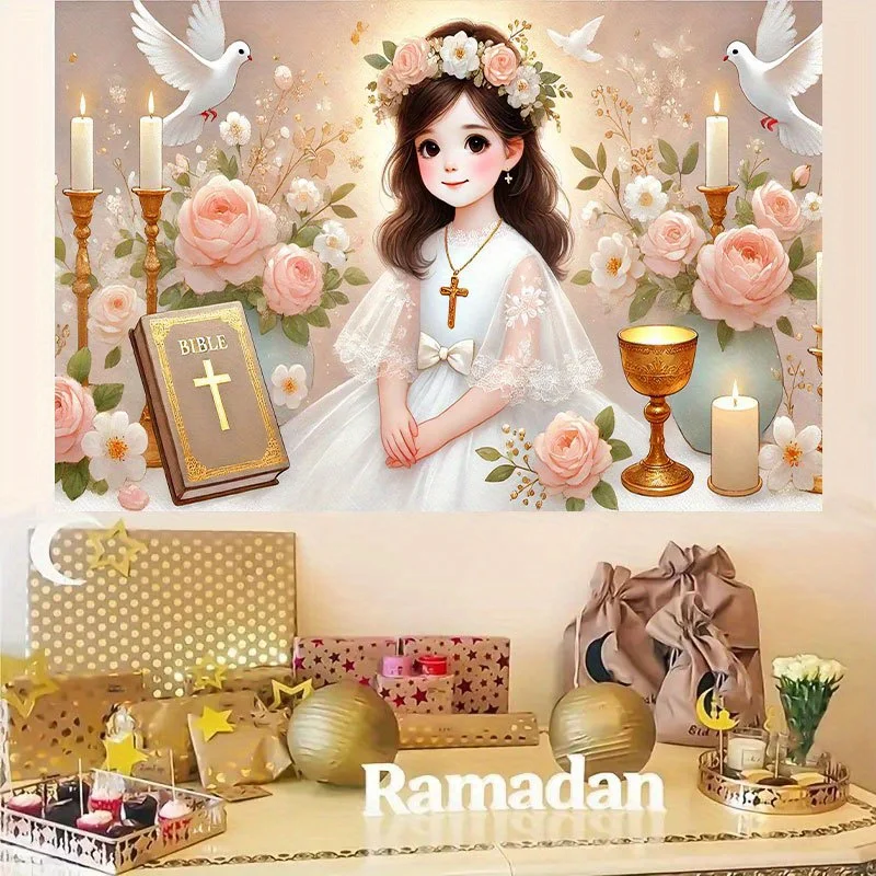 قطعة واحدة، قماش بخلفية سعيدة من ألياف البوليستر ذات المناولة الأولى، تصميم حمامة بيضاء متقاطعة، متعددة الأغراض