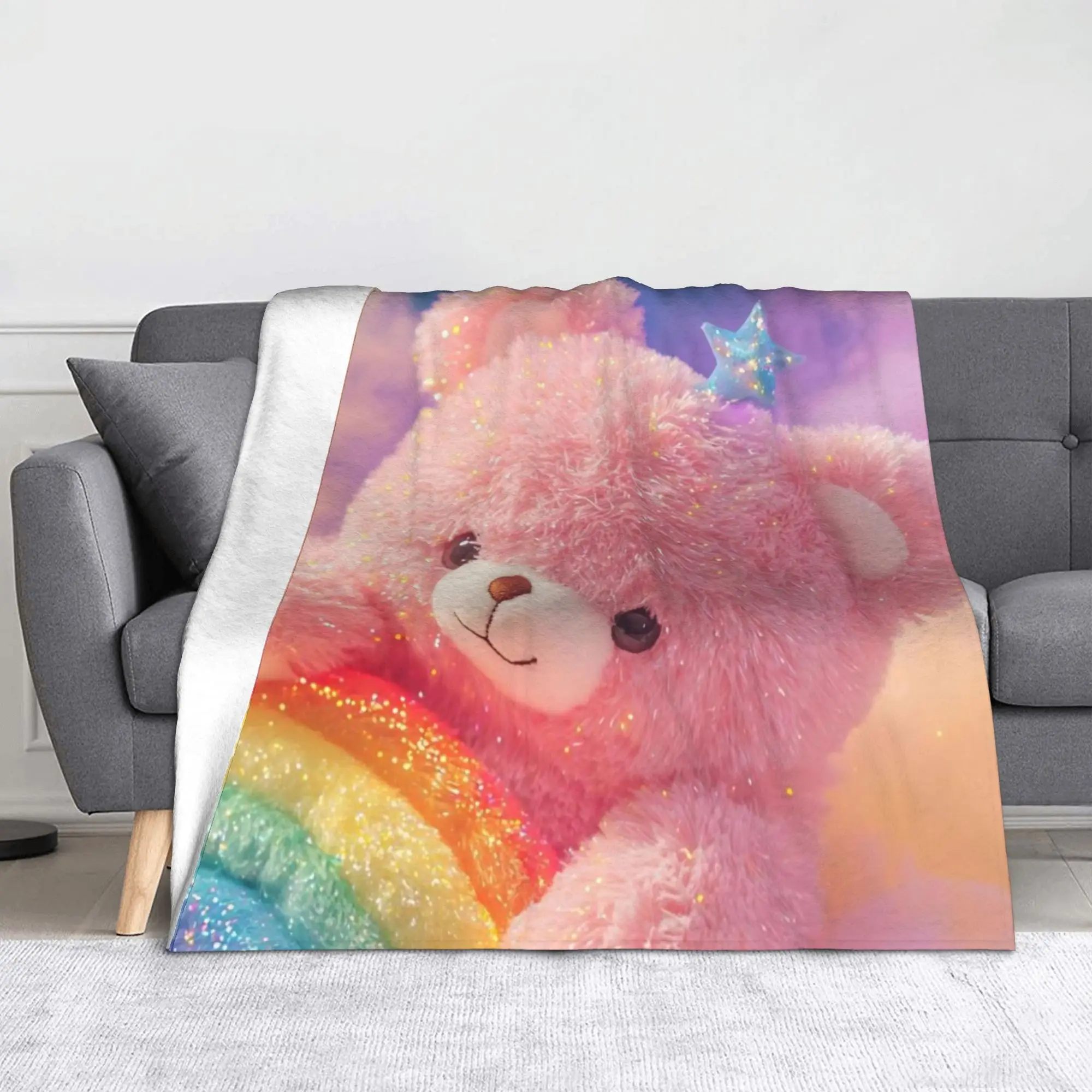 3D Teddys Bear Sweet Cartoon Lovely Blankets Flannel  Super Warm Throw Blanket for Outdoor Travel Bedroom Quilt