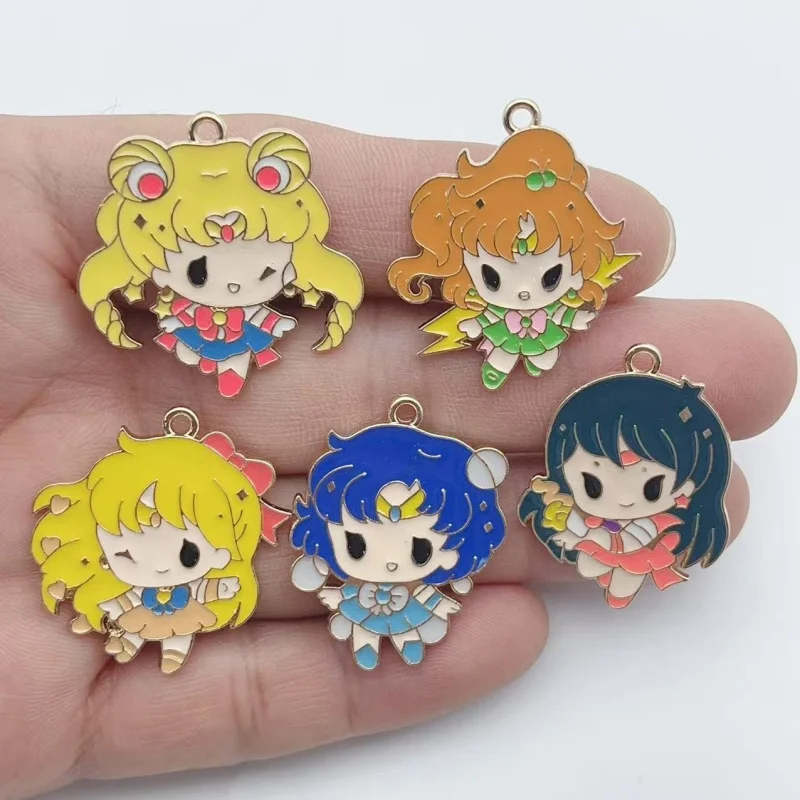 10 Stück Anime Cartoon Charm Schmuckzubehör DIY Emaille Halskette Armband Schlüsselanhänger Anhänger Bastelzubehör Legierung Metall Vergoldet – Detail 1