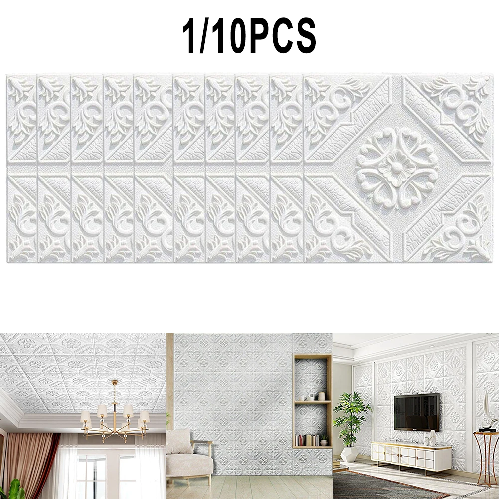 Autocollants muraux en brique de carrelage 3D, panneau en mousse auto-adhésif, décoration d'intérieur, salon, chambre à coucher, plafond, art mural TV, 35x35cm