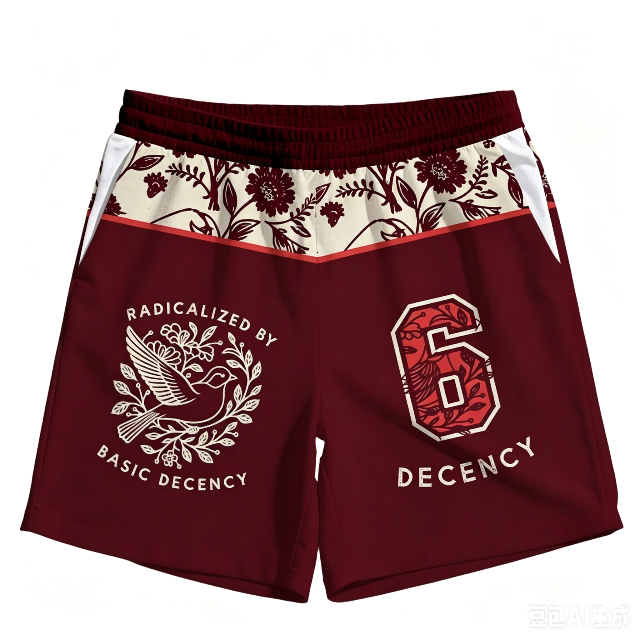 Retro Gentle Artistic Flower and Bird 3D Printing Simple Casual Sports Breathable Training Men and Women Daily Shorts