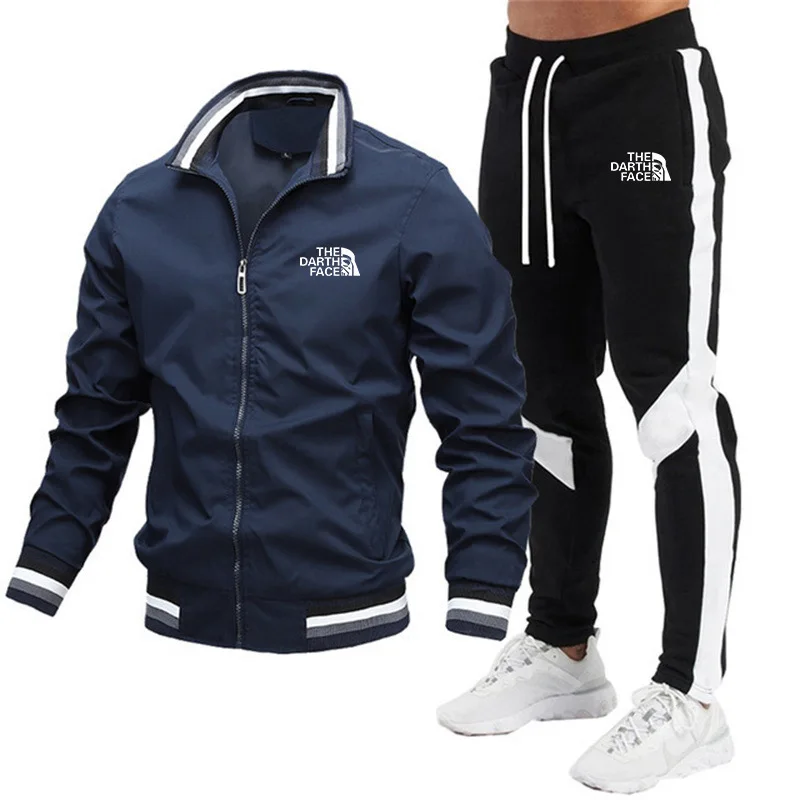 2024 New Men's Sportswear Set, Sweatshirt And Sweatshirt, Zipper, Stand Up Collar, Sportswear, Running, Fitness Pants