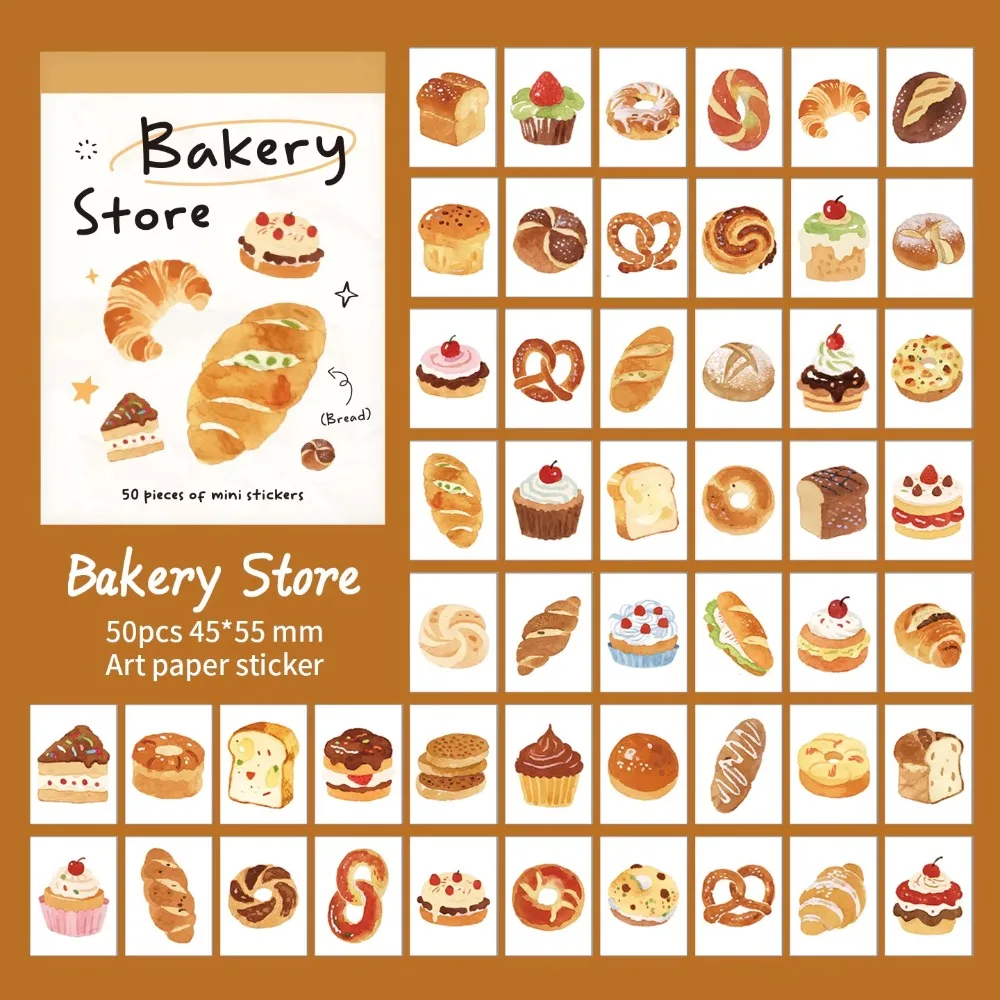 50Pcs Self Adhesive Mini Art Stickers Cartoon Pattern Cute Style Decorative Stickers Scrapbook Decorating Art Paper
