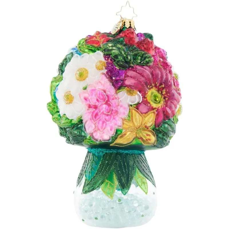 

Hand-Crafted European Glass Christmas Tree Decorative Ornament, Serene Garden Symphony