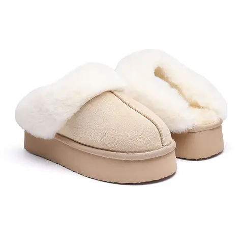 Smile Winter Ladies Slippers Fluffy Lined Warm Slippers Women Non Slip Cosy House Shoes for Indoor and Outdoor Suede Slippers