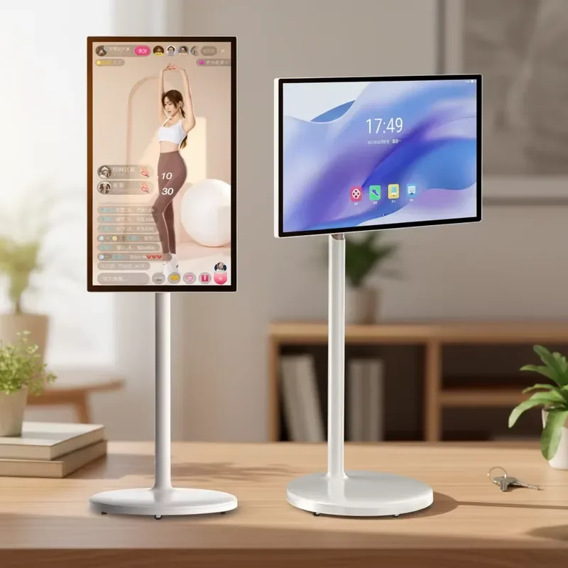BOLRZO 24-Inch TV Standing Indoor LCD Wireless Display Smart Capacitive Touch Rechargeable Rotatable Removable Android