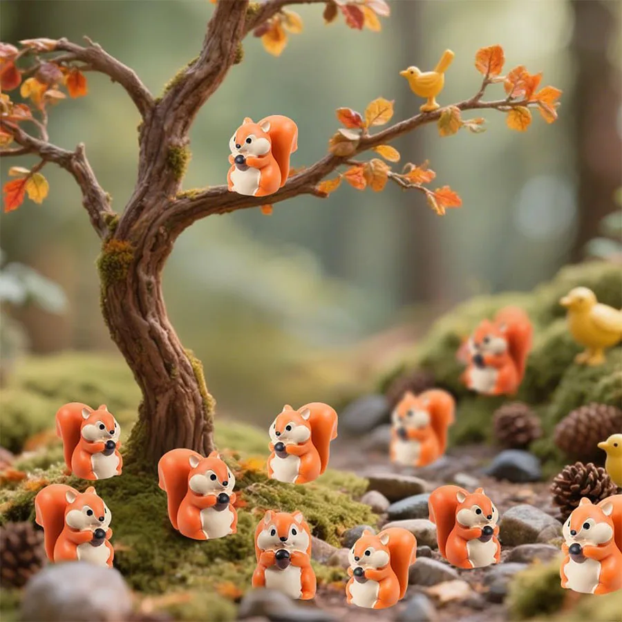 5/10 قطعة تماثيل السنجاب الراتنج الصغيرة الحيوانات الصغيرة DIY بها بنفسك الجنية حديقة الزجاج الحاويات بوعاء النبات ديكور