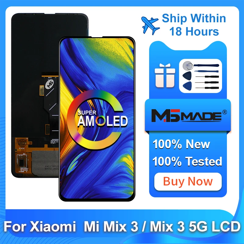 

New 6.39" Super AMOLED For Xiaomi Mix 3 LCD Display Screen Touch Digitizer Assembly For M1810E5A M1810E5GG LCD Replacement