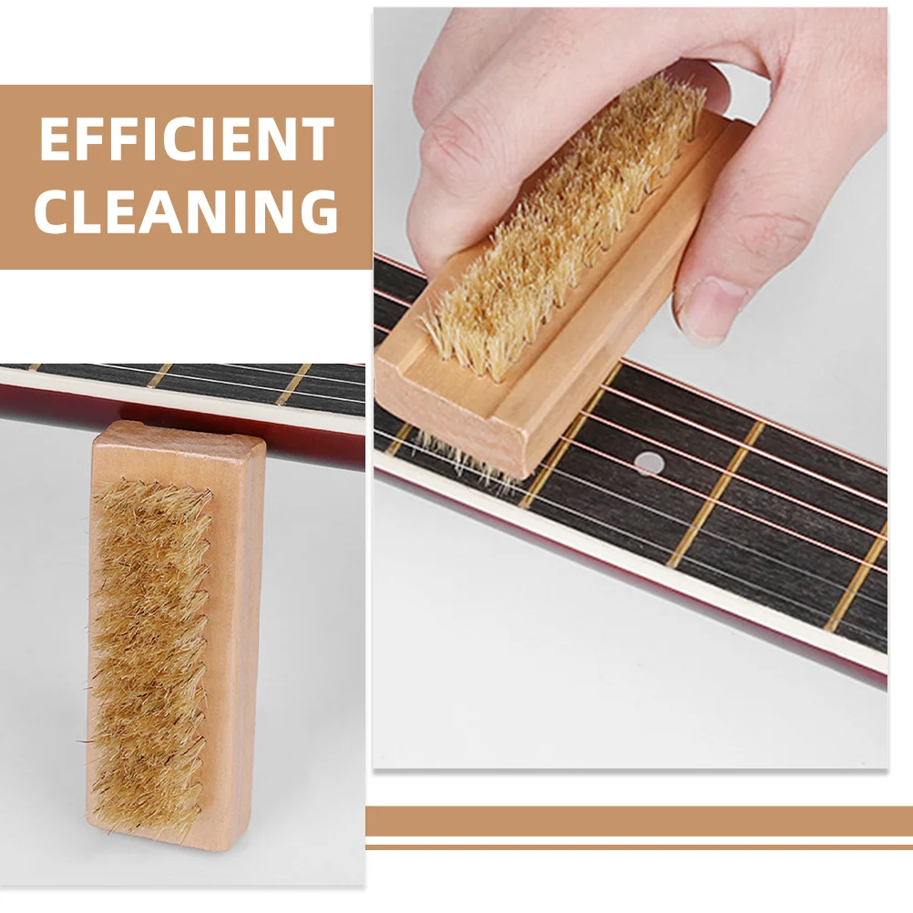 Cepillo de traste de doble cara, herramienta de limpieza de guitarra con mango de madera, cepillo de doble cara para trastes, cuerdas, bajo, instrumento acústico eléctrico