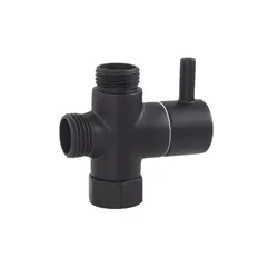 G1/2 Black Water Divider One-in-two-out Three-Way Shower Faucet Valve Adapter Hot Cold Water Switch