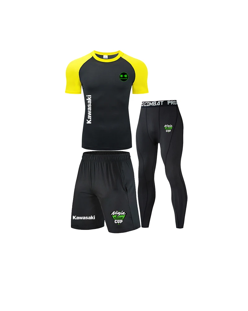 Cross border Kawasaki motorcycle riding clothes for foreign trade, sports T-shirts, ball wear, men's casual running T-shirts, lo