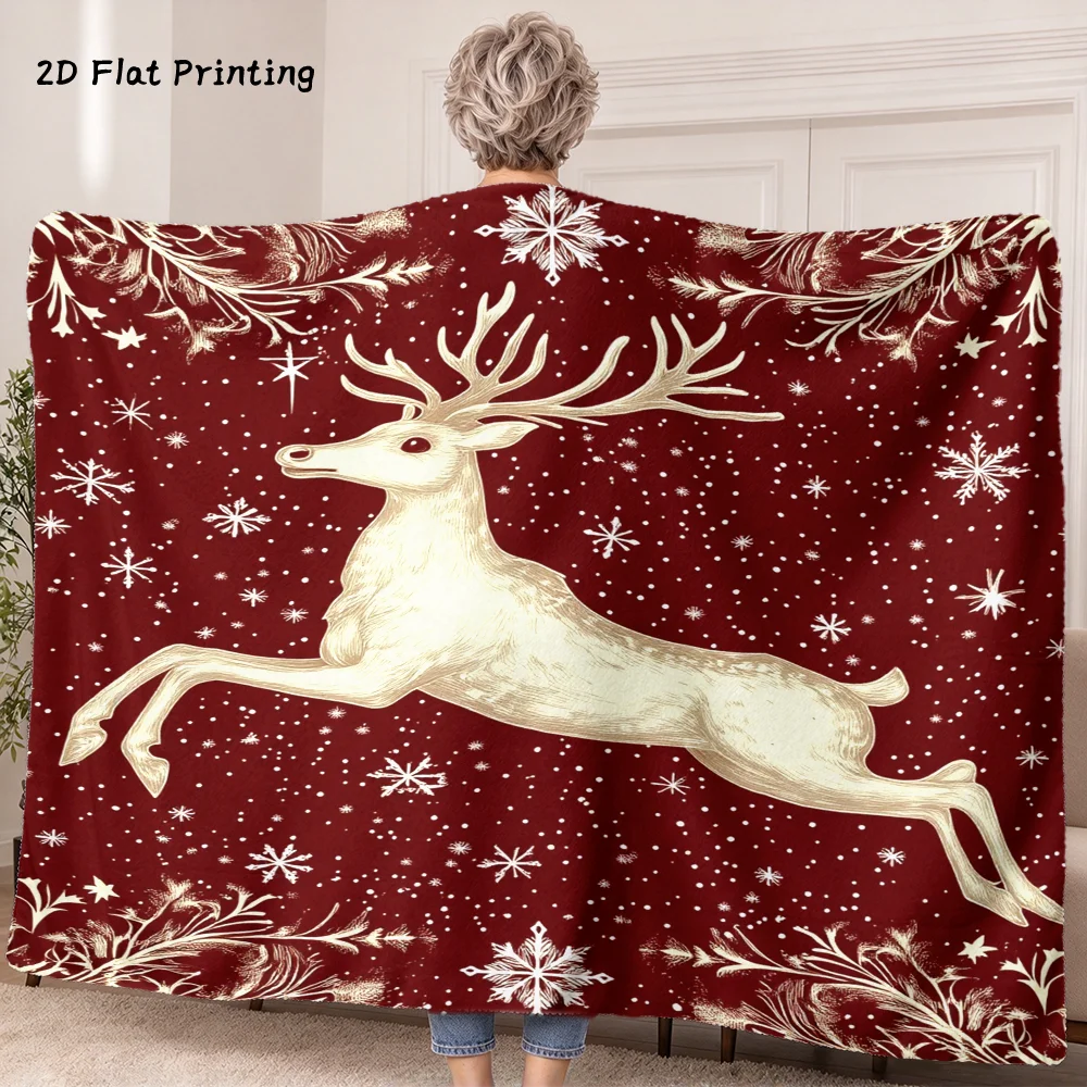 1PC Christmas Reindeer Print Wearable Blanket-Soft and comfortable for both men and women. It is very suitable for daily use, ho