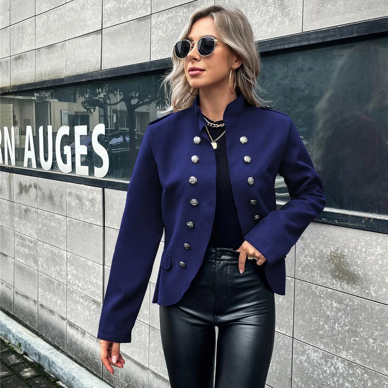 Blazers Office Women Solid Colors Double Breasted Slim Short Suit 2023 Spring Autumn New Fashion Multi Button Blazer Oversize