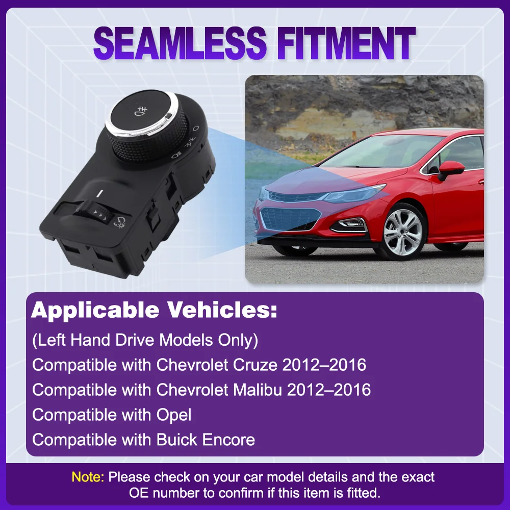 

13295228 Fog Lamp Headlight Control Switch for Chevrolet Cruze Malibu 2012-2016 Opel Buick Encore Left Hand Drive
