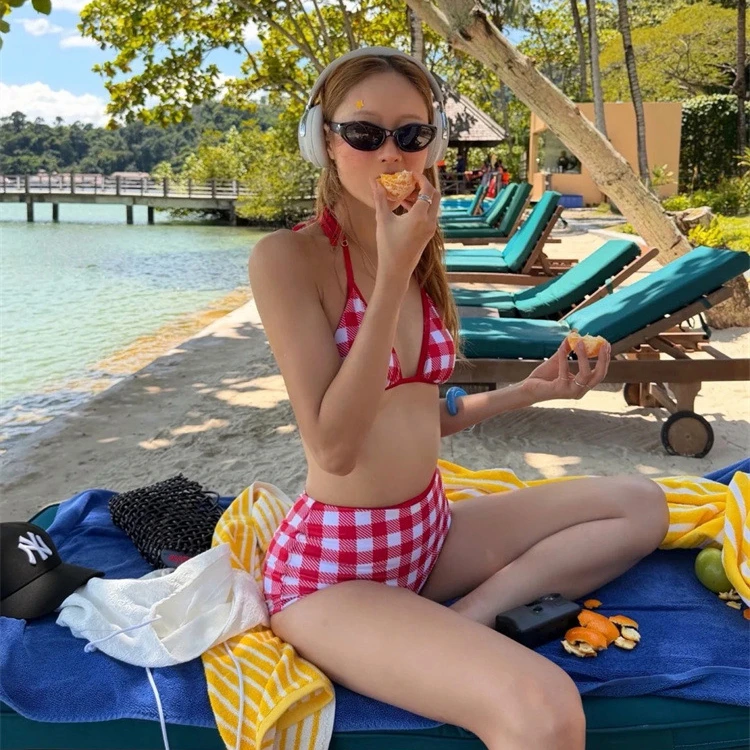 

Stunning High-Waist Bikini Women's Swimsuit V-Neck Design No Sleeve Vacation Style Pure Desire Sensual Beauty