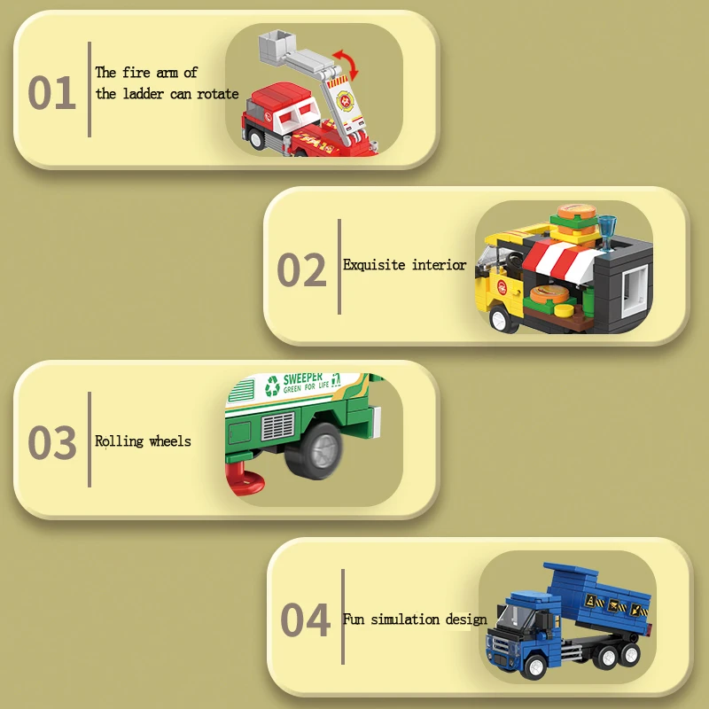 8 Puzzle-Spielzeuge, Bausteine, Gleitautos, Stadthafte Simulationsfahrzeuge, Exquisite Innendekorationen, Feiertagsgeschenke – Detail 3