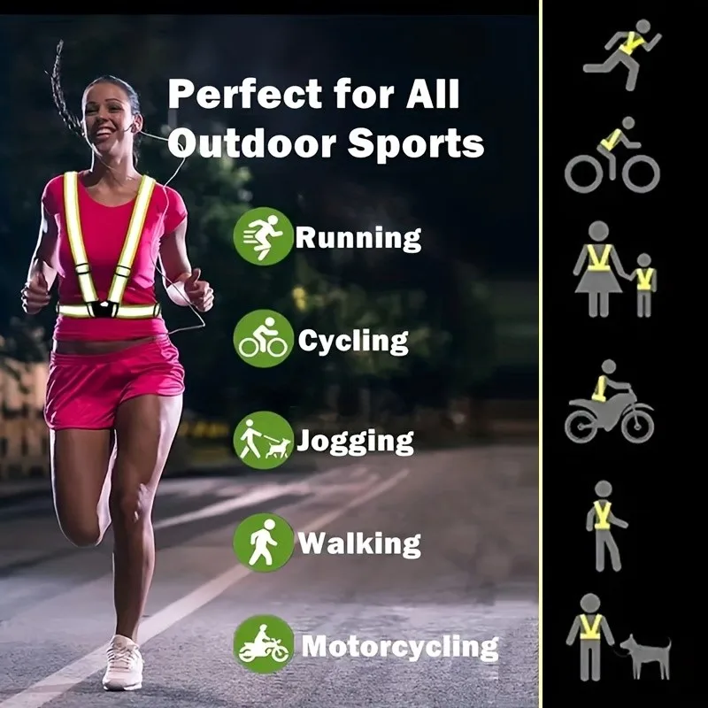 High Visibility Reflective Safety Vest Jacket Night Running Sport Altitude Work Highlight Reflect Strap Protective Security Gear