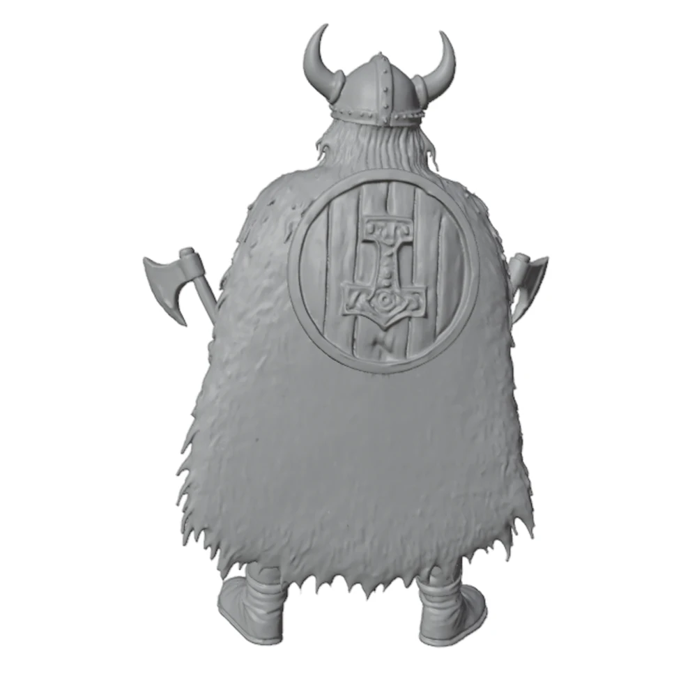 1/24 7.5cm Viking berserker with double axes and horn helmet, miniature doll resin model, 3D printed grey statue, not painted