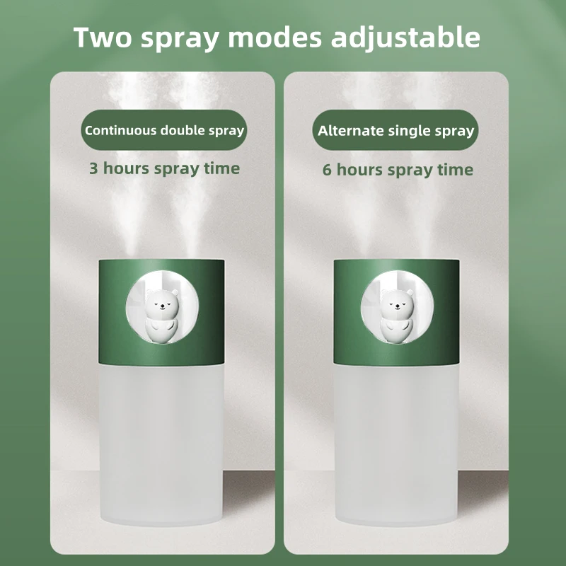 Buse de pulvérisation Double, humidificateur avec veilleuse chaude pour la maison, brume fraîche ultrasonique, diffuseur d'eau aromatique USB, 270ml