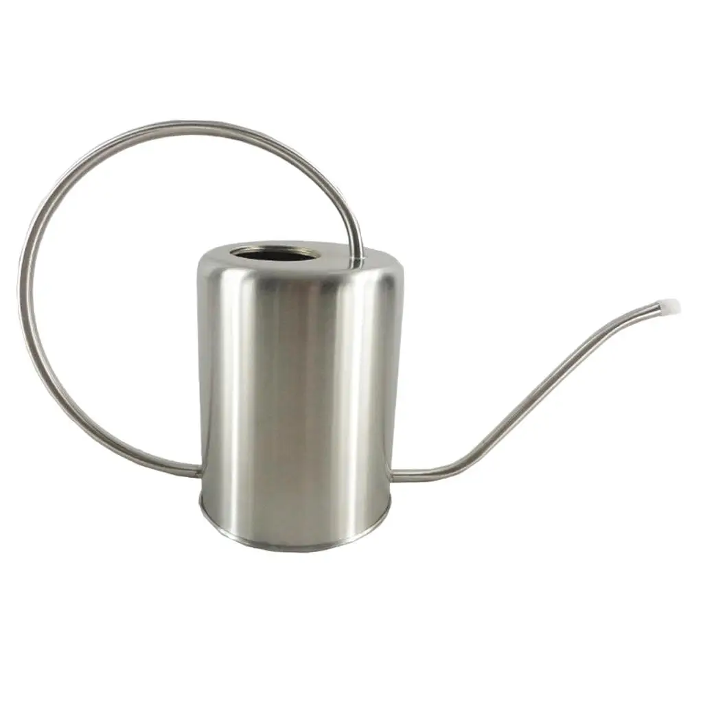 Stainless Steel Long Spout Watering Can 2 Liter Silver Retro Plant Water Pot Indoor Garden Tool for Houseplants