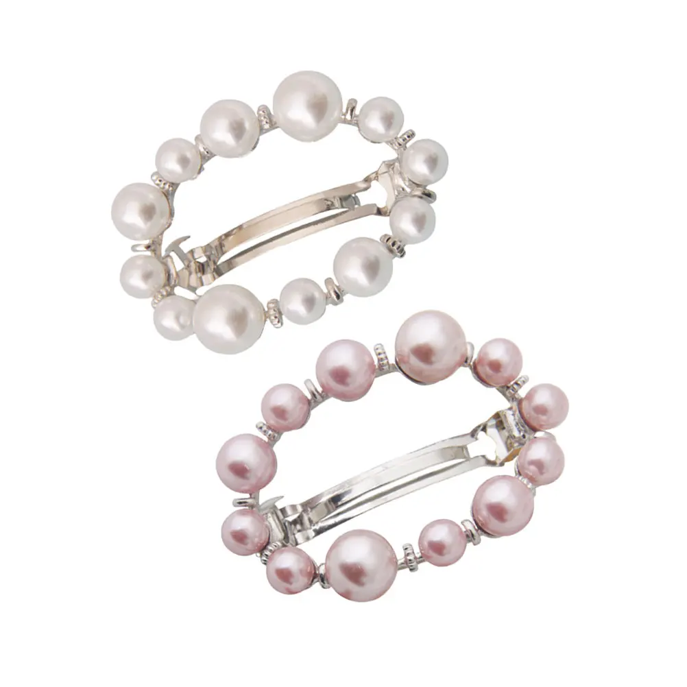 

2 Pcs Pearl Hairpin Accessories for Girls Women Elegant Spring Hollow Clip Hair Bow Tie Banquet Hairstyle Tool