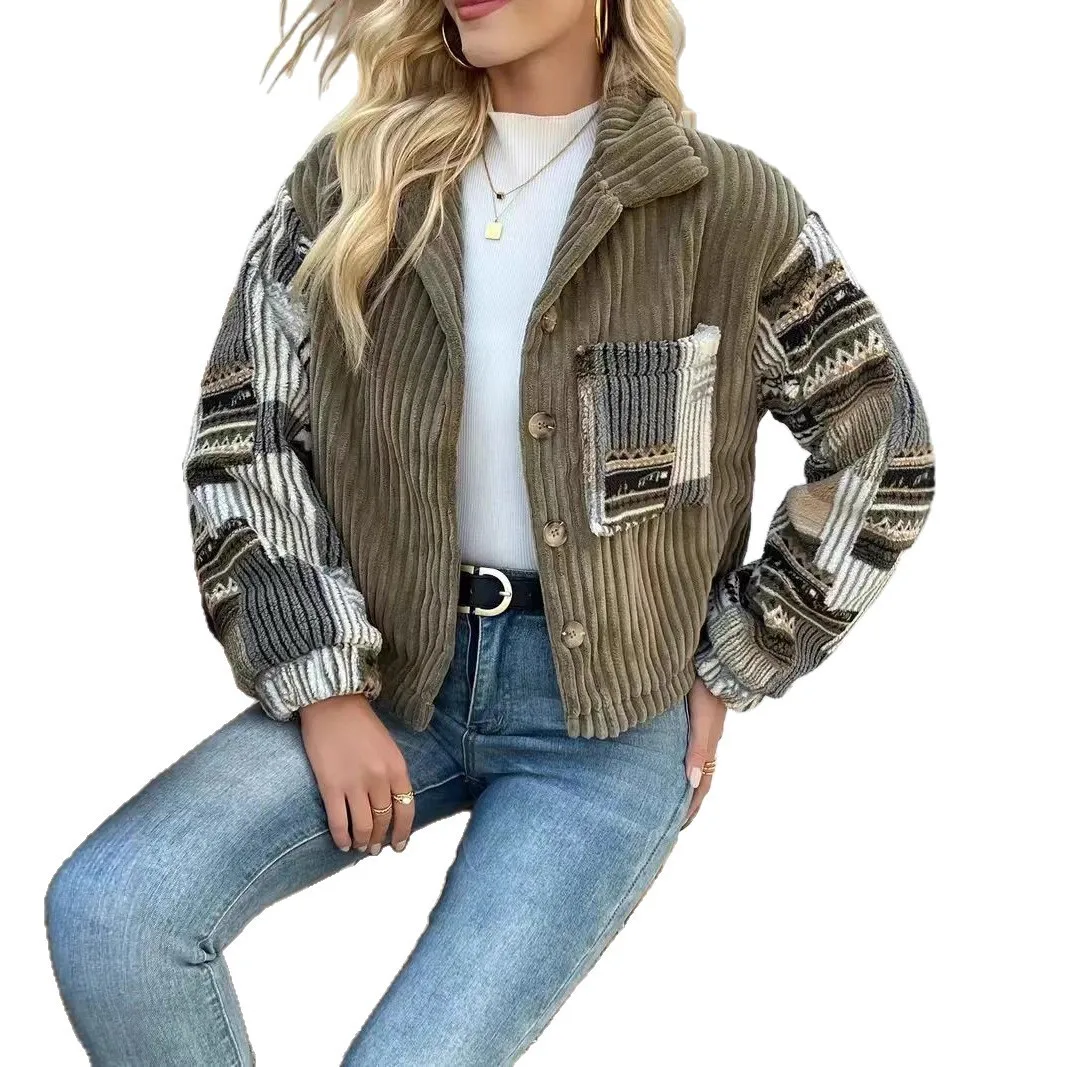 Thick Long Sleeve Coat Regular Fit Elegant with Notched Collar Refined Commuter Winter Wrinkle Finish Pocket Detail Jacket Women