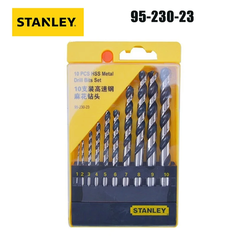 

Stanley 95-230-23 Fried Dough Twists Drill Set Round Handle High Hardness Steel Plate Drilling Bit 10pcs