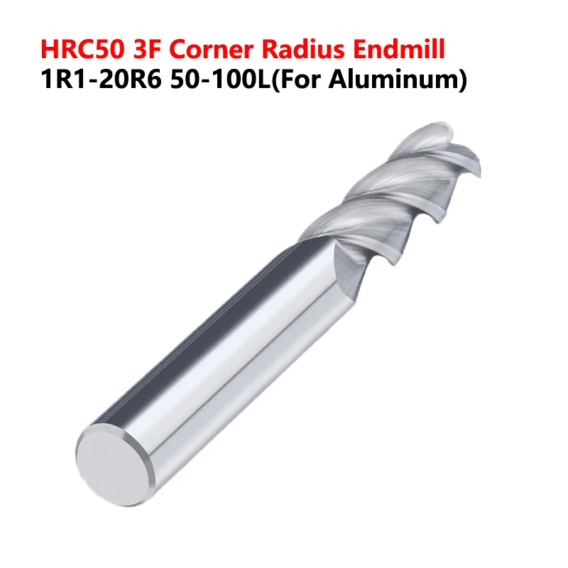 

OYYU HRC50 3 Flute Corner Radius End Mills Tungsten Steel for Aluminum CNC Straight Shank Carbide Endmill Milling R0.1 R0.2 50L