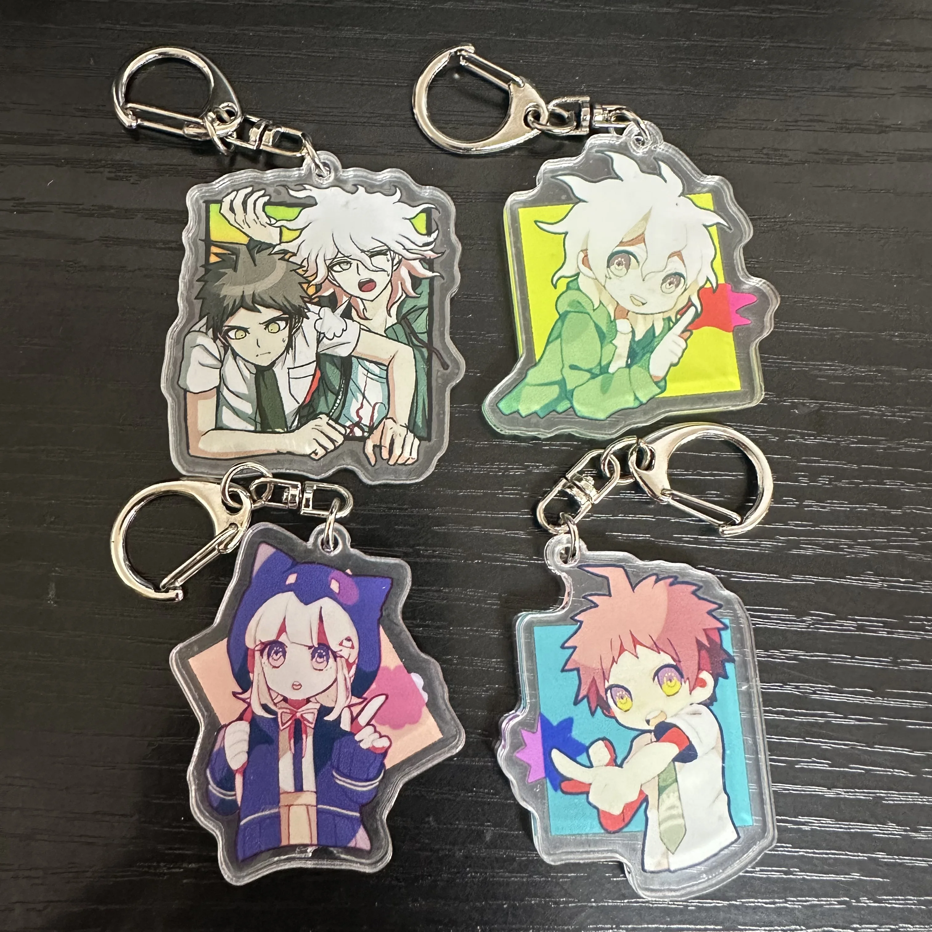 Anime Danganronpa Figures Naegi Makoto Nagito Komaeda Kirigiri Kyouko Cosplay Acrylic Key Chain Kawaii Bag Accessories Key Ring