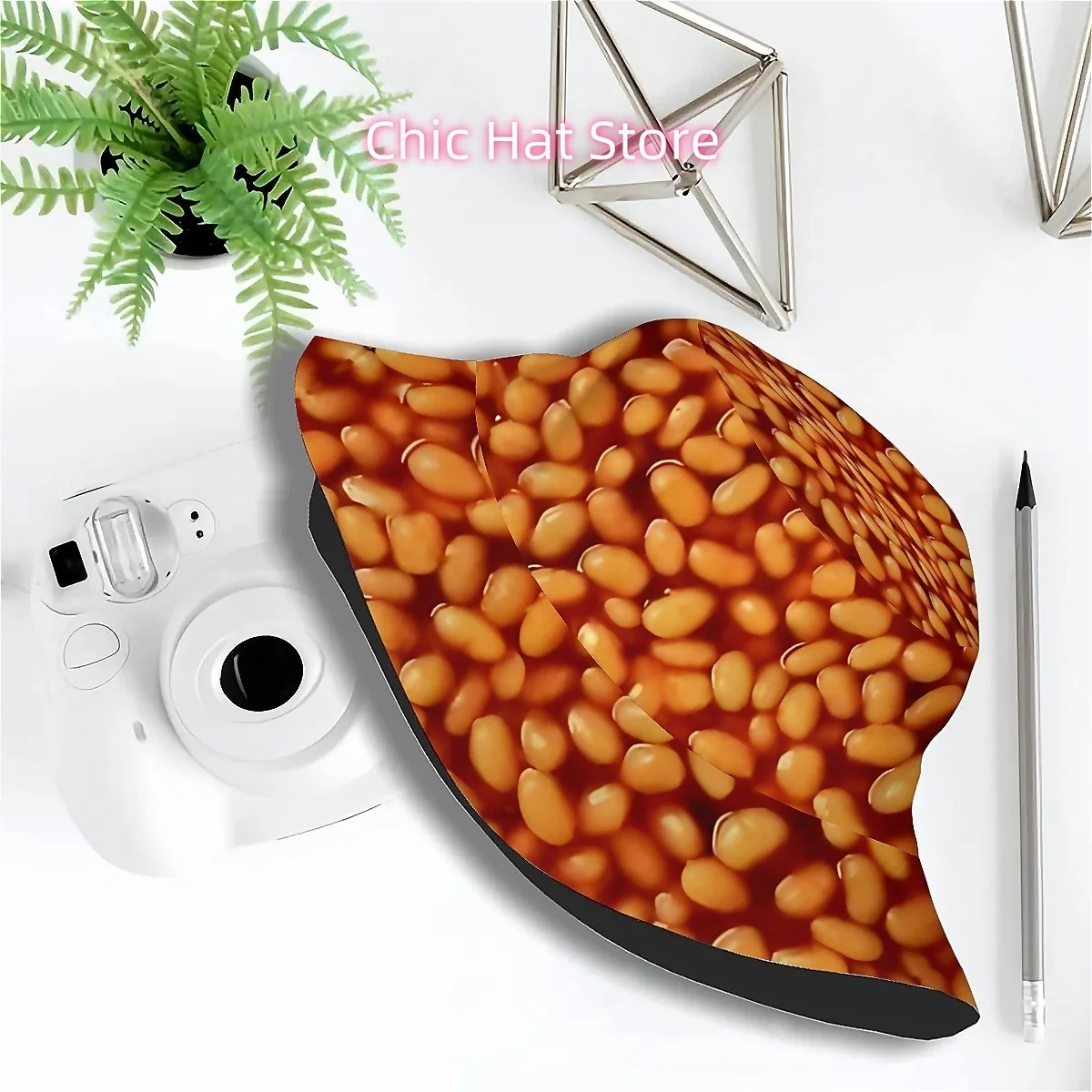 1pc Grilled Honey Bean Pattern Unisex Printed Fisherman Hat, Stylish Hat with Fun, Outdoor Vacation Golf Beach Fishing Hiking Bu