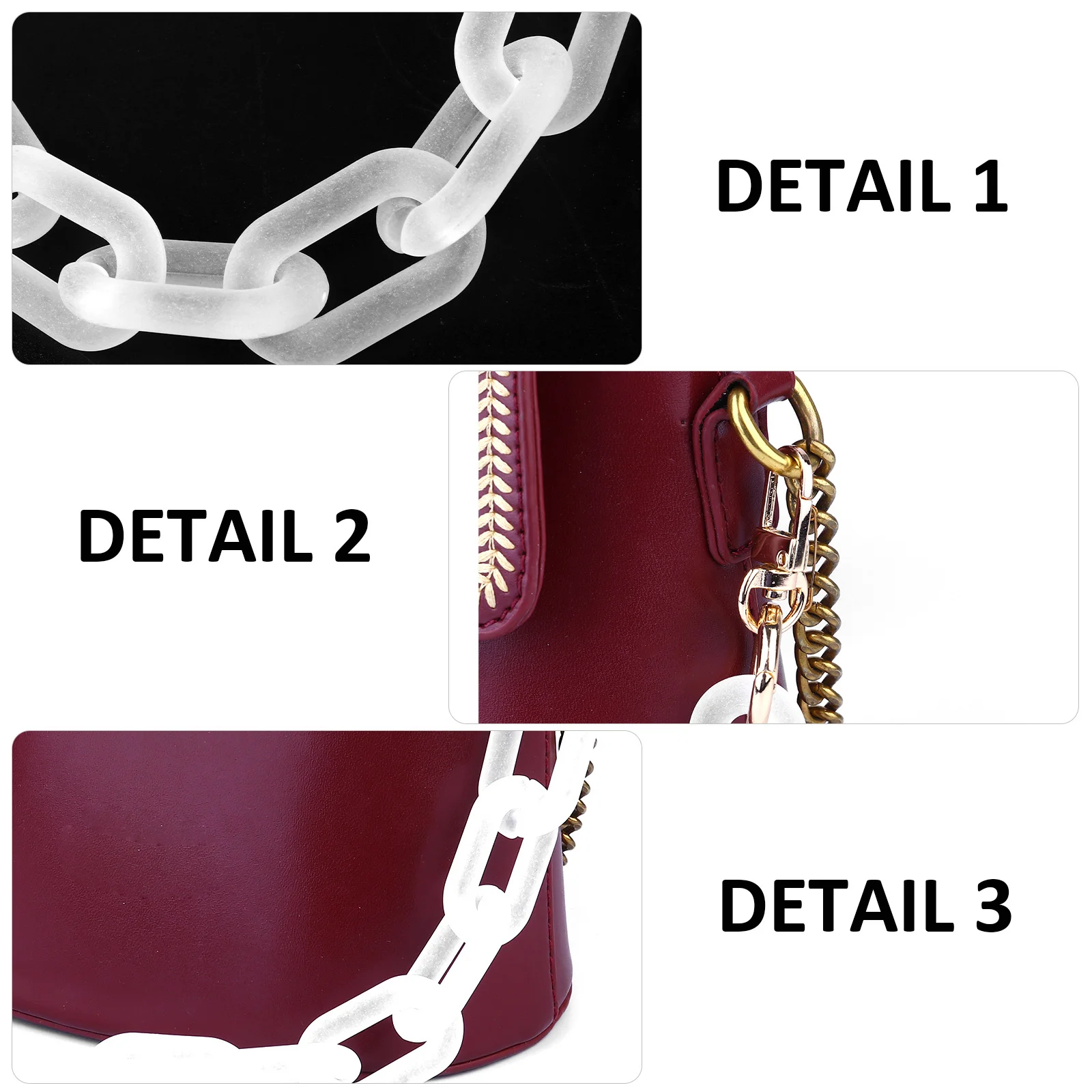 

1pc Decorative Handbag Chain Acrylic Resin Detachable Strap For Diy Bag Accessories Tote Purse Replacement Bag Chain Strap