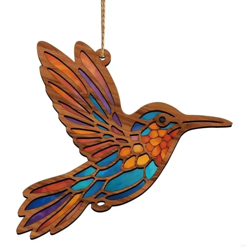 Stained Glass Window Hanging,Hummingbird Sun Catcher for Door Home Decors Bird Suncatchers Birthday Gift for Bird Lover