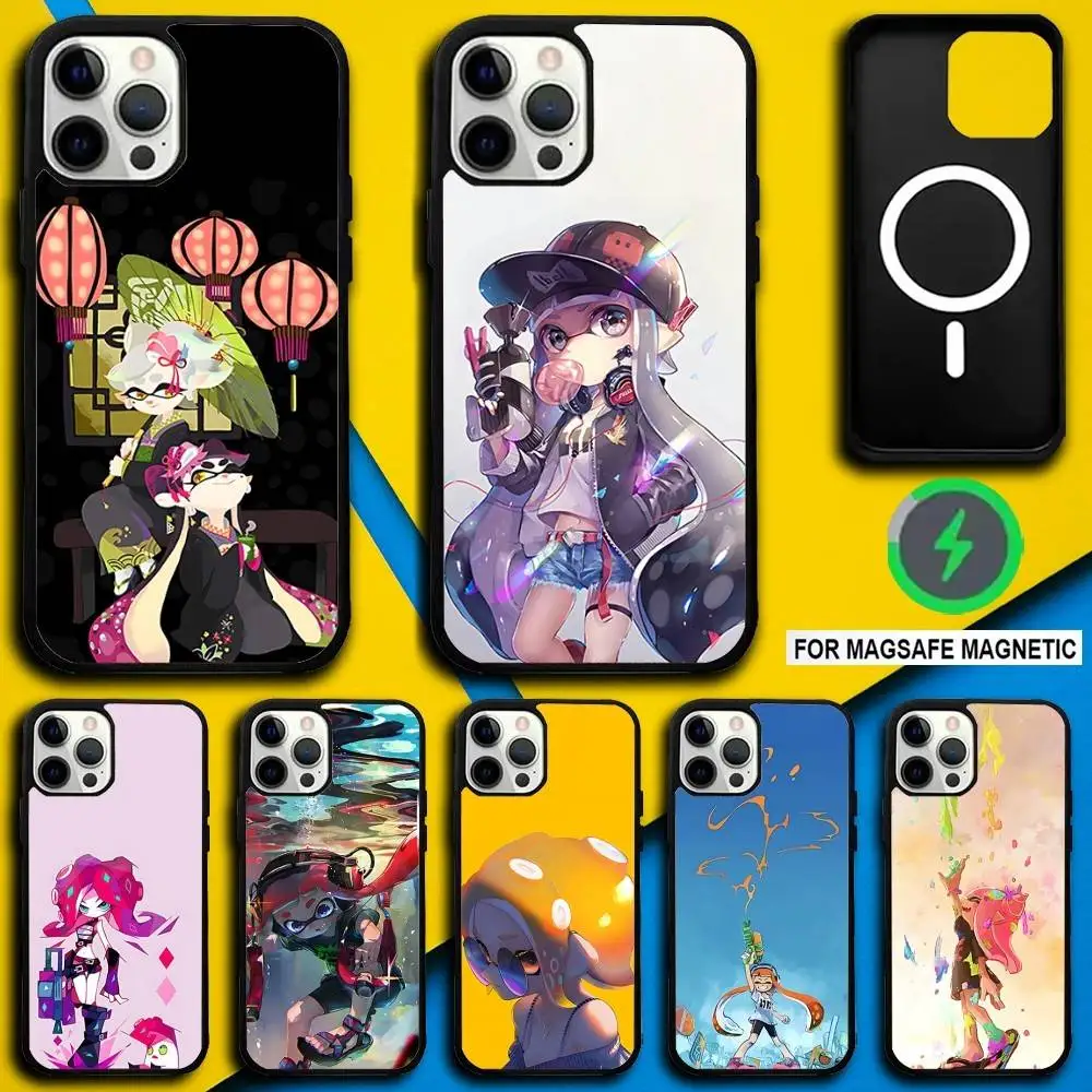 

S-SplatoonS Game Phone Case For iPhone 17,16,15,14,13,12,11,Pro,Max,Plus,Mini,SE4,E Magnetic Magsafe Wireless Charging