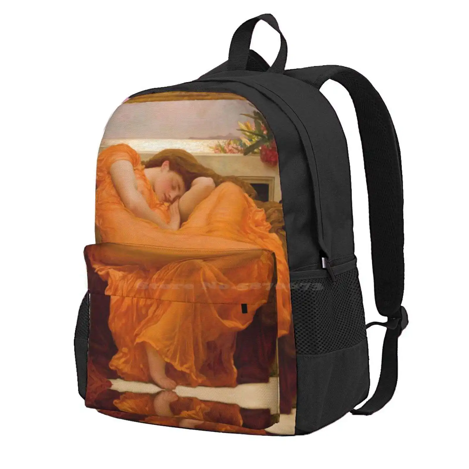 Flaming June - Sir Frederic Leighton 1895 Hot Sale Schoolbag Backpack Fashion Bags Flaming June Sir Frederic Leighton Frederick