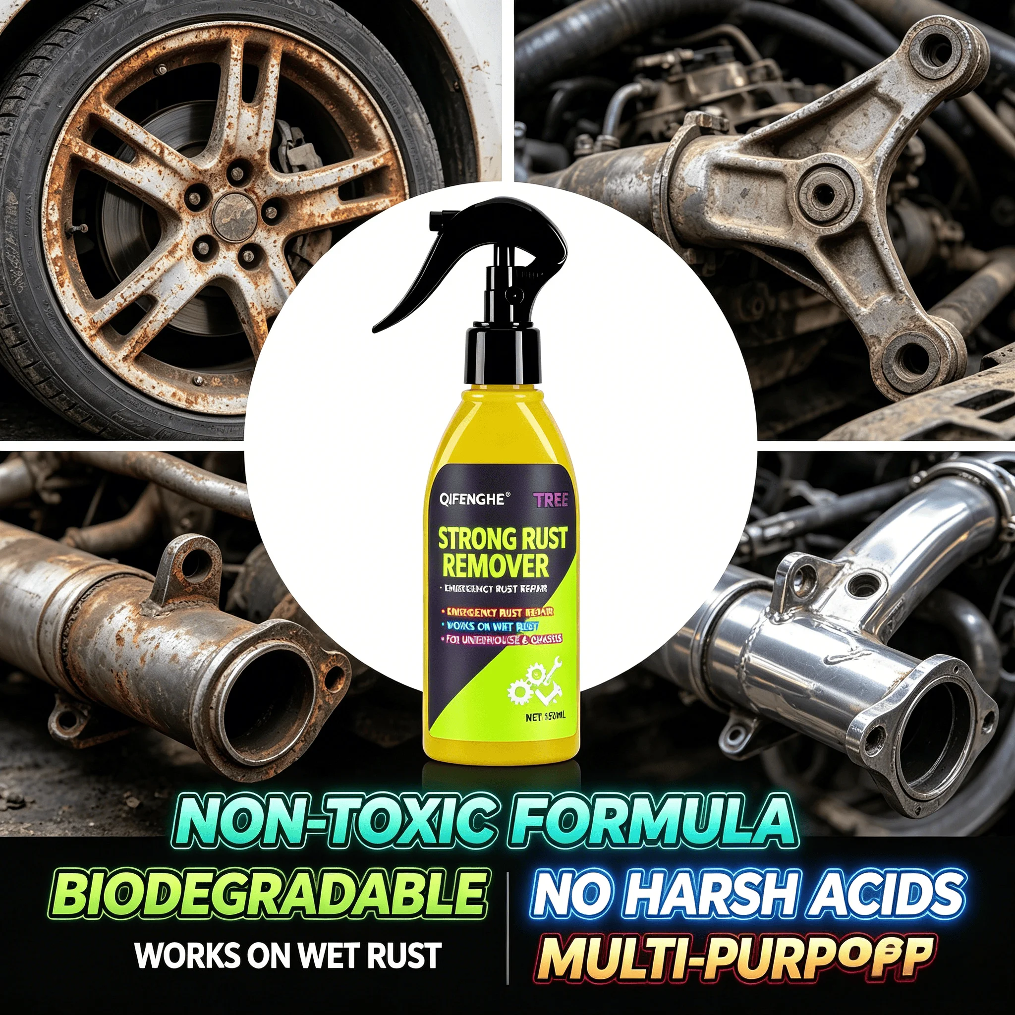 QiFENGHE® Strong Rust Remover Restore Brightness Effect Car Metal Parts Rust Stain Cleaner Spray 150ml Auto