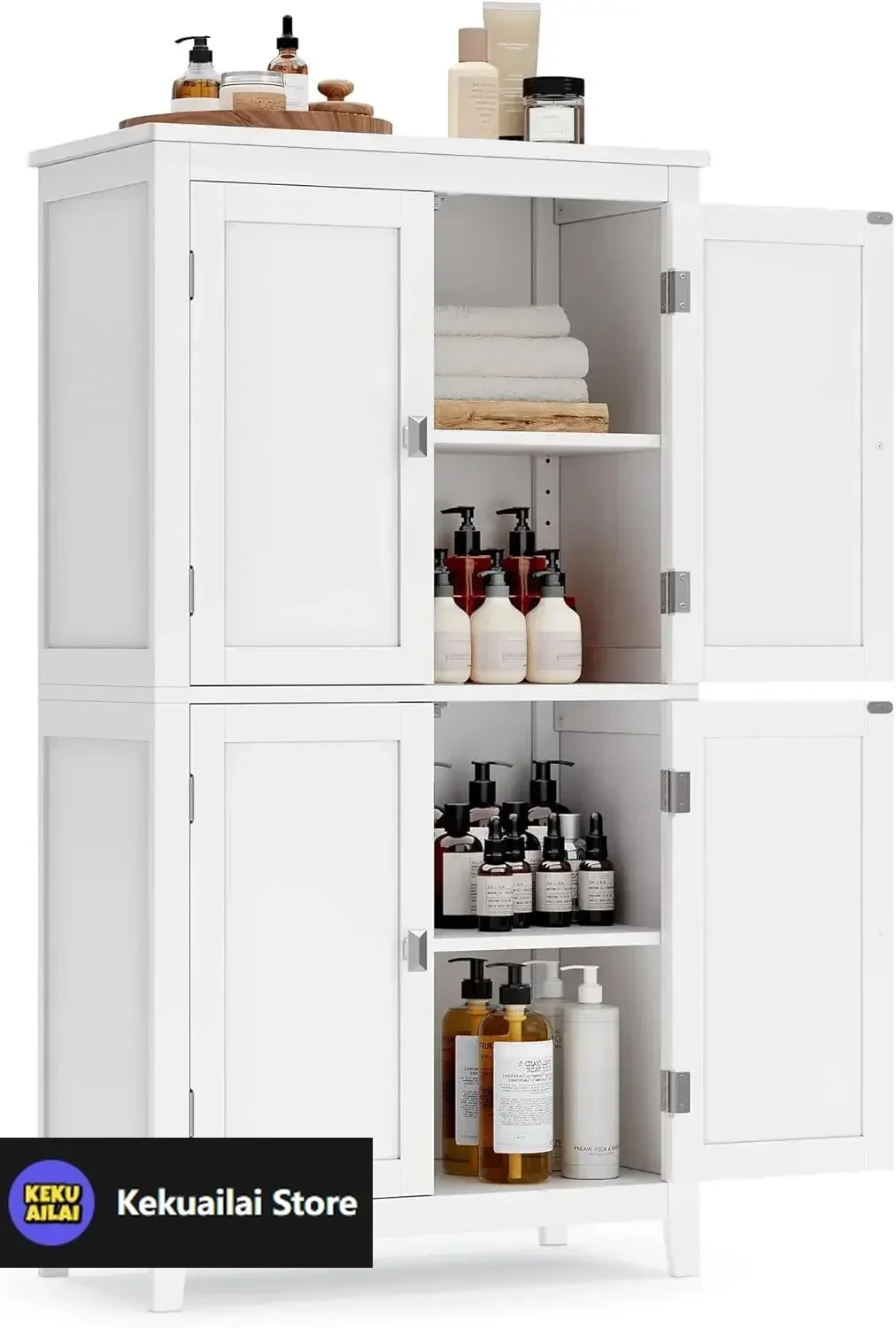 

Напольный шкаф для хранения в ванной комнате, шкаф для хранения в ванной комнате, отдельно стоящий шкаф с 4 дверцами, регулируемые полки