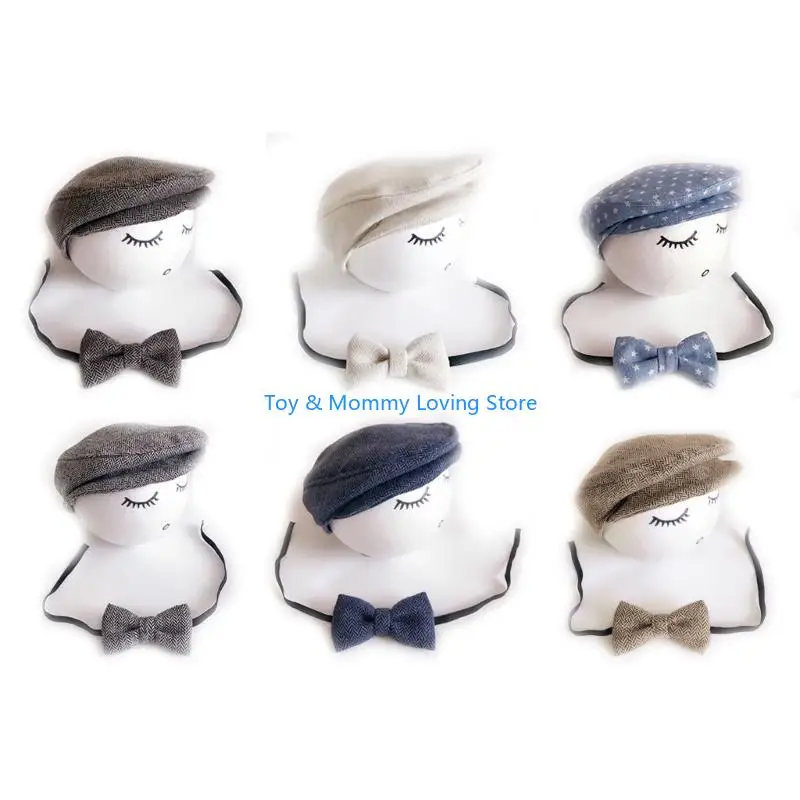 Y1QF الوليد التصوير الدعائم قبعة مسطحة مجموعات الصبي ربطة القوس فيونكة غاتسبي قبعة قبعة قبعة